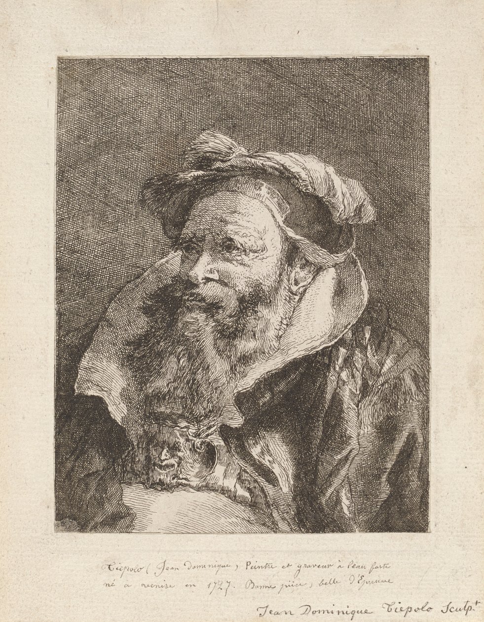 Gammel mand med skæg, fra Raccolta di Teste (Samling af hoveder) af Giovanni Domenico Tiepolo