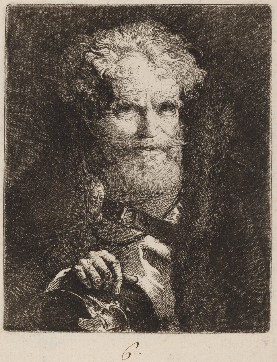 Gammel mand med hjelm af Giovanni Domenico Tiepolo