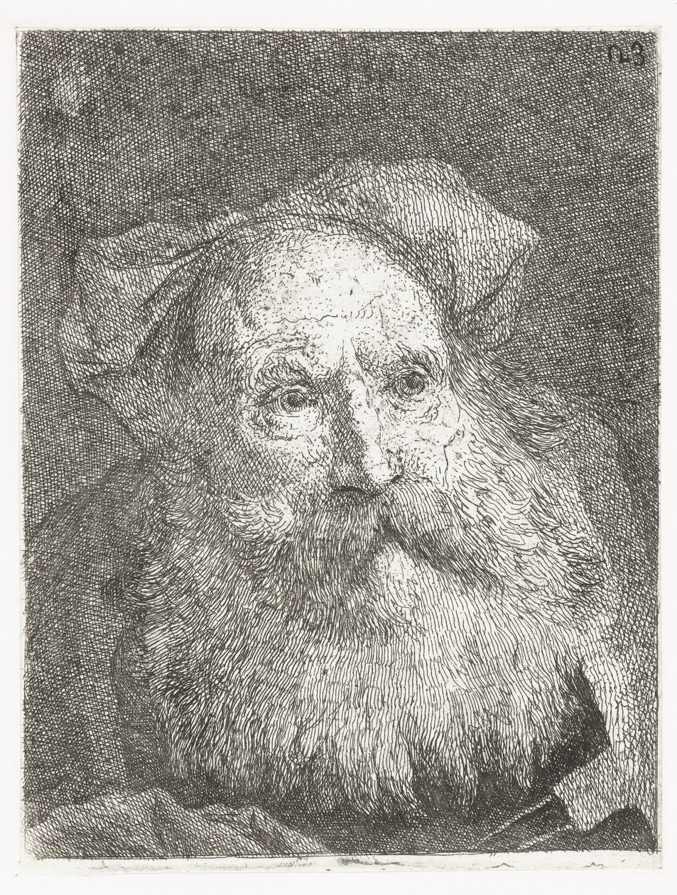 Gammel mand med skæg Samling af hoveder (serietitel) Raccolta di Teste (serietitel) af Giovanni Domenico Tiepolo