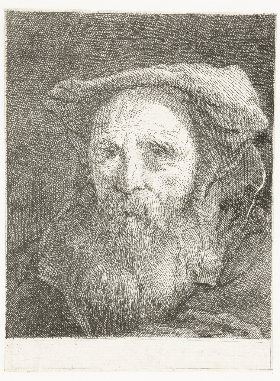 Gammel mand med skæg og baret Samling af hoveder (serietitel) Raccolta di Teste (serietitel) af Giovanni Domenico Tiepolo