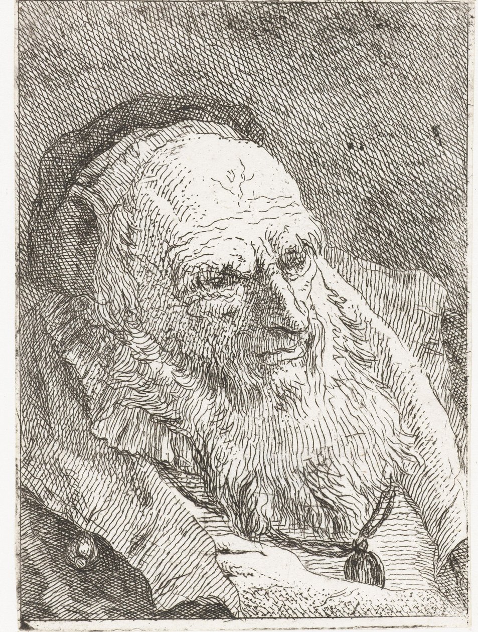 Gammel mand med hånden stukket ned under kappen af Giovanni Domenico Tiepolo