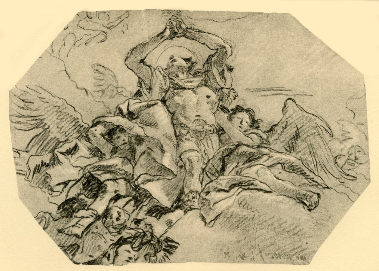 Bedende hellig omgivet af engle, 1762, 1928 af Giovanni Domenico Tiepolo