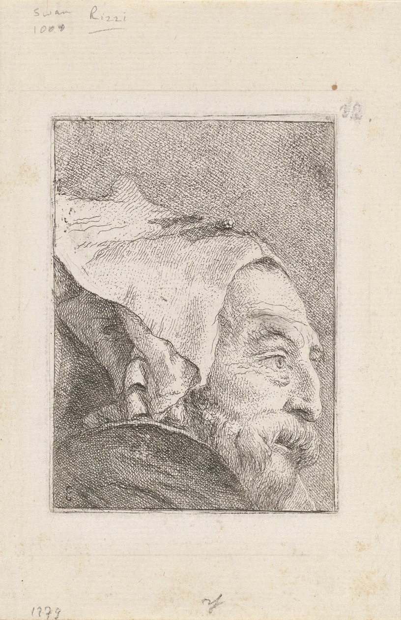 Profil af en gammel mand, fra Raccolta di Teste (Samling af hoveder) af Giovanni Domenico Tiepolo