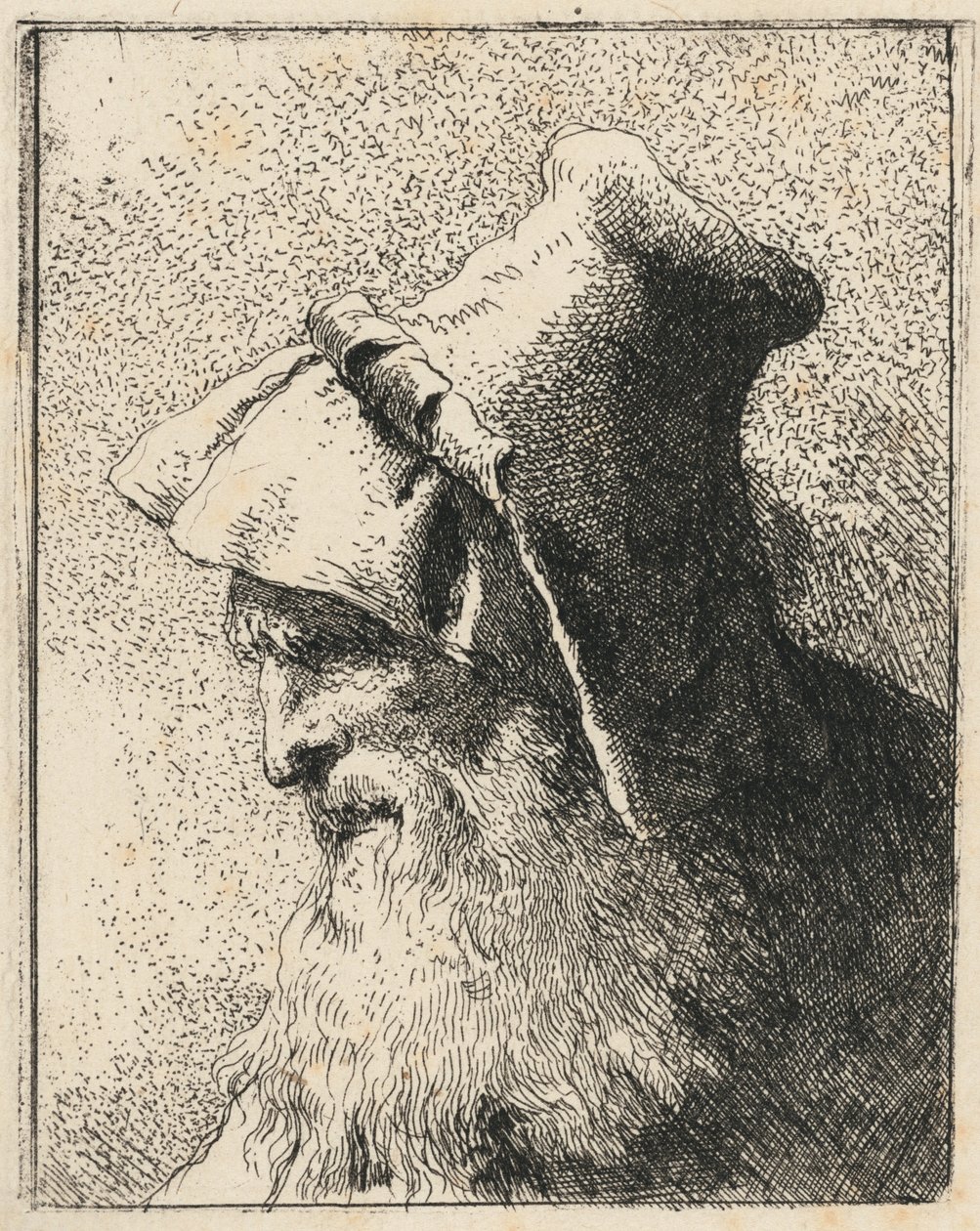Profil af en gammel mand med skæg af Giovanni Domenico Tiepolo