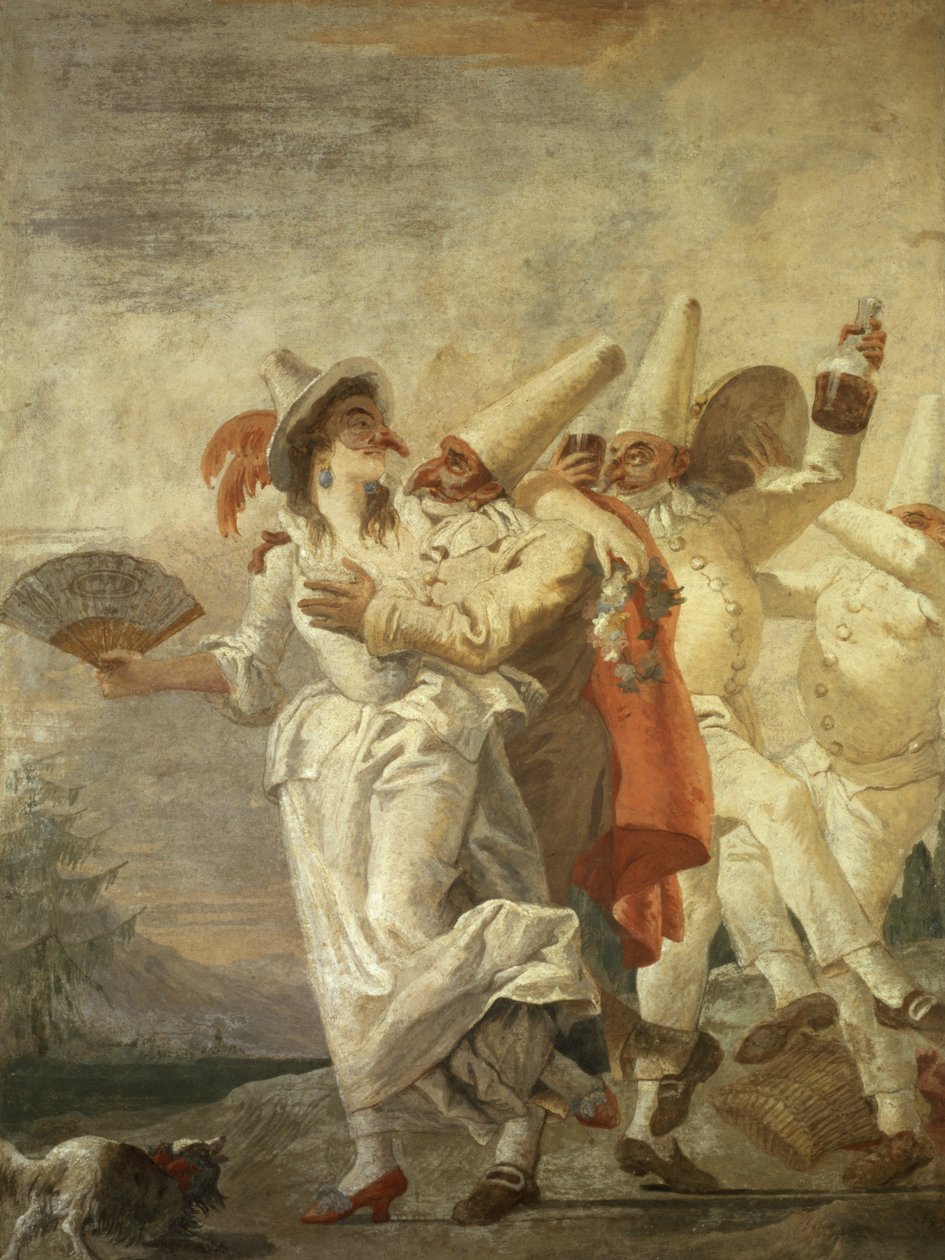 Pulcinella verliebt, ca. 1793 af Giovanni Domenico Tiepolo