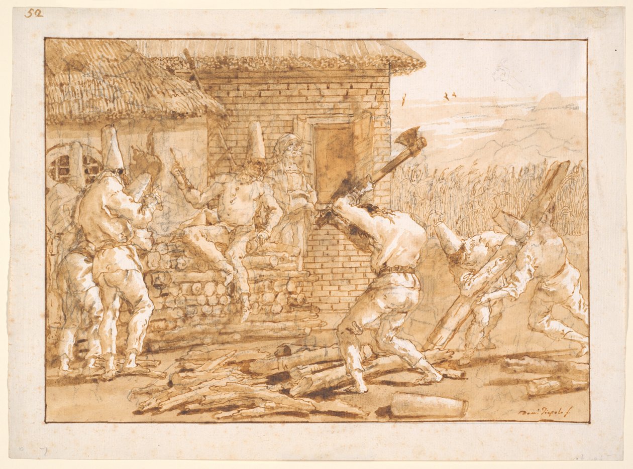 Punchinello huggestokke af Giovanni Domenico Tiepolo