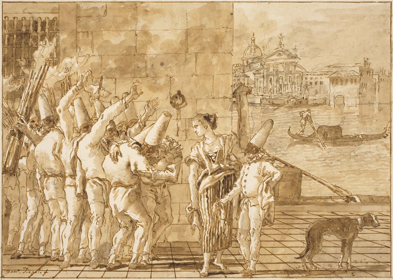 Punchinellos farvel til Venedig af Giovanni Domenico Tiepolo