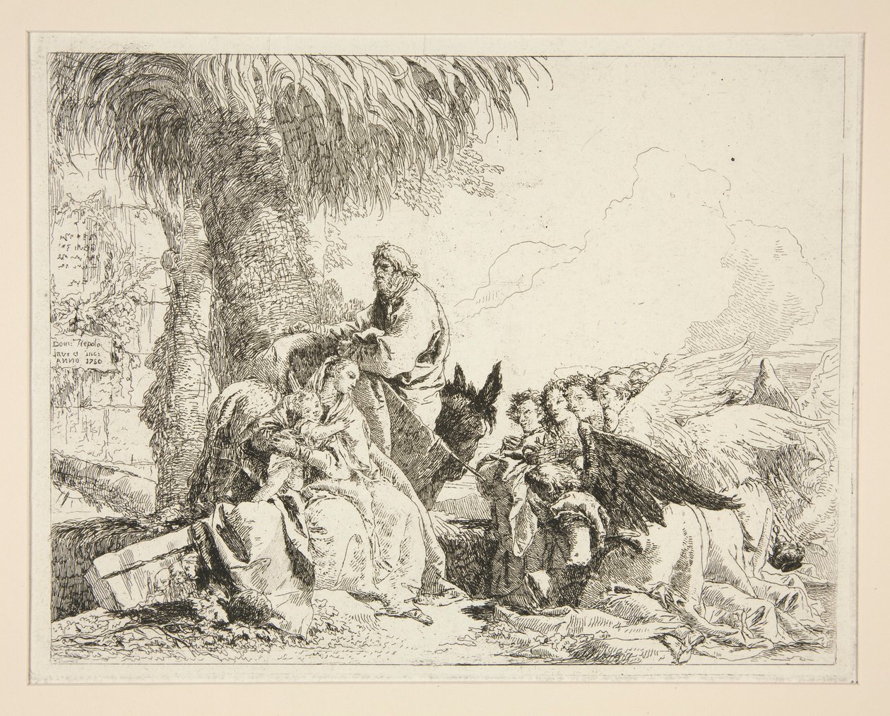 Hvil under flugten til Egypten, fra serien Idee pittoresche sopra la fuga in Egitto (Flight into Egypt) af Giovanni Domenico Tiepolo