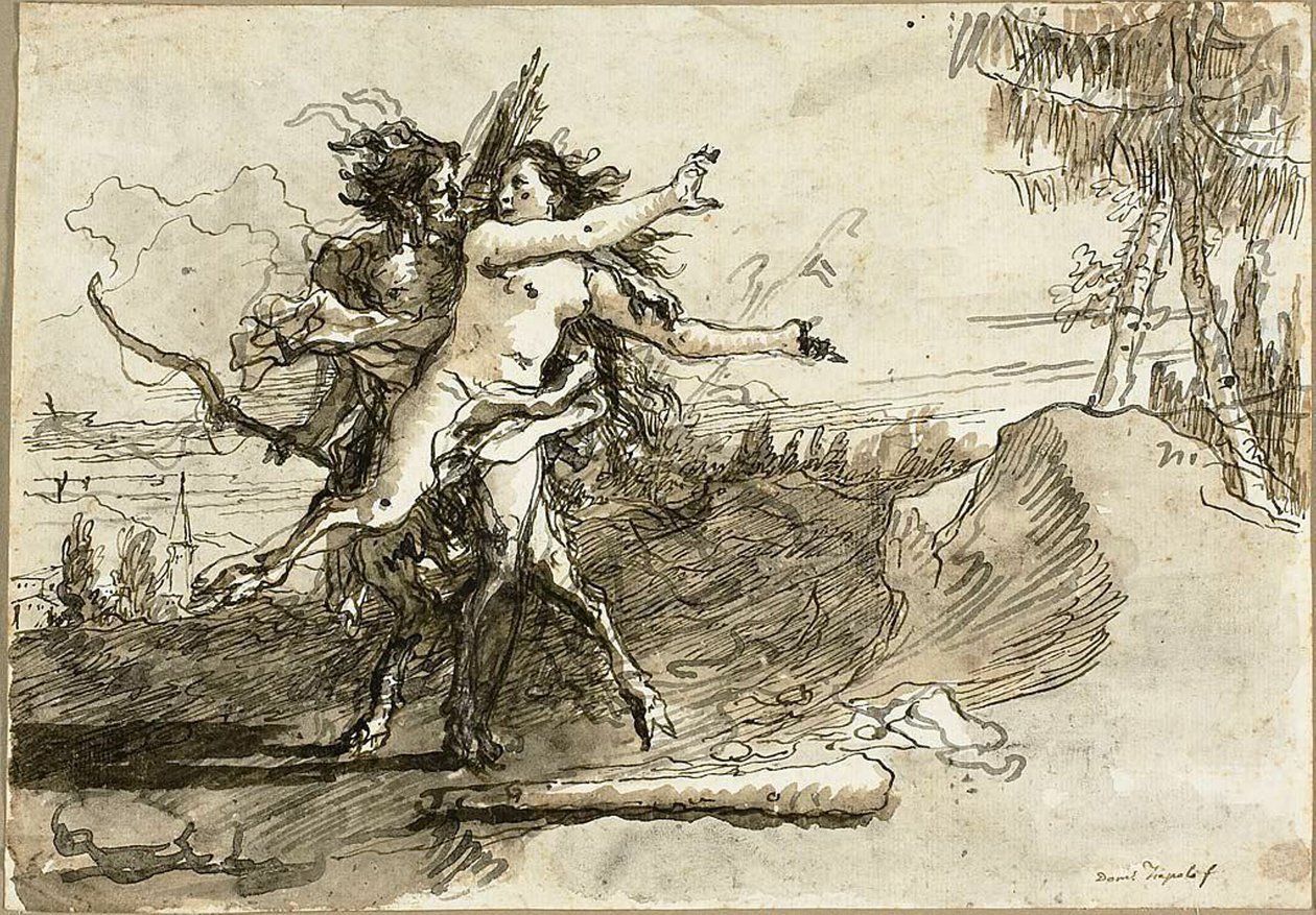 Satyr Overrasker en Satyrinde af Giovanni Domenico Tiepolo