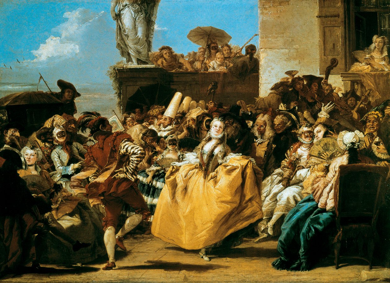 Karnevalsscene eller Le menuet 1754 af Giovanni Domenico Tiepolo