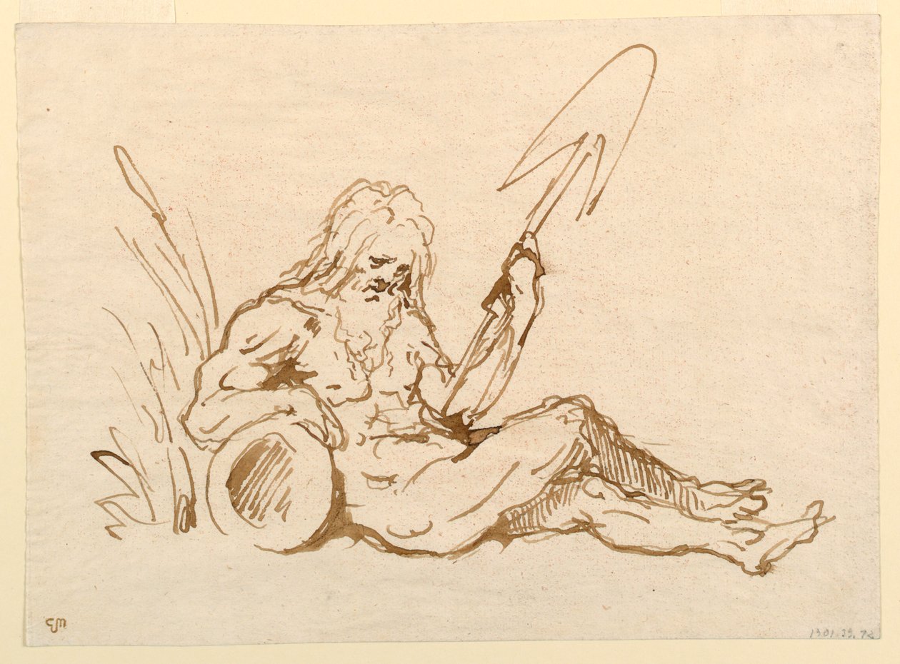Skitse af en flodgud af Giovanni Domenico Tiepolo