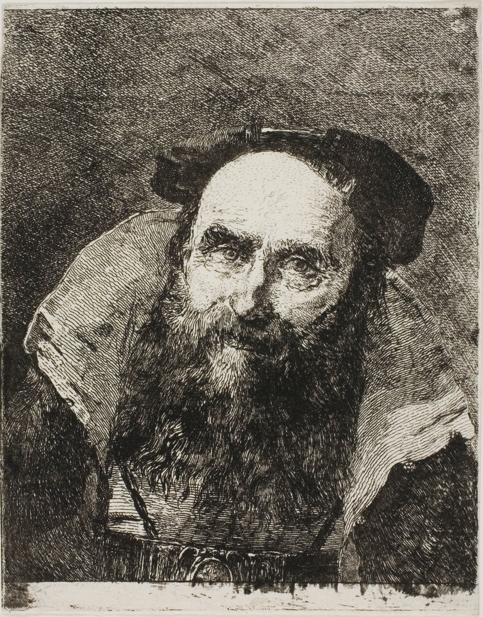 Smilende gammel mand af Giovanni Domenico Tiepolo
