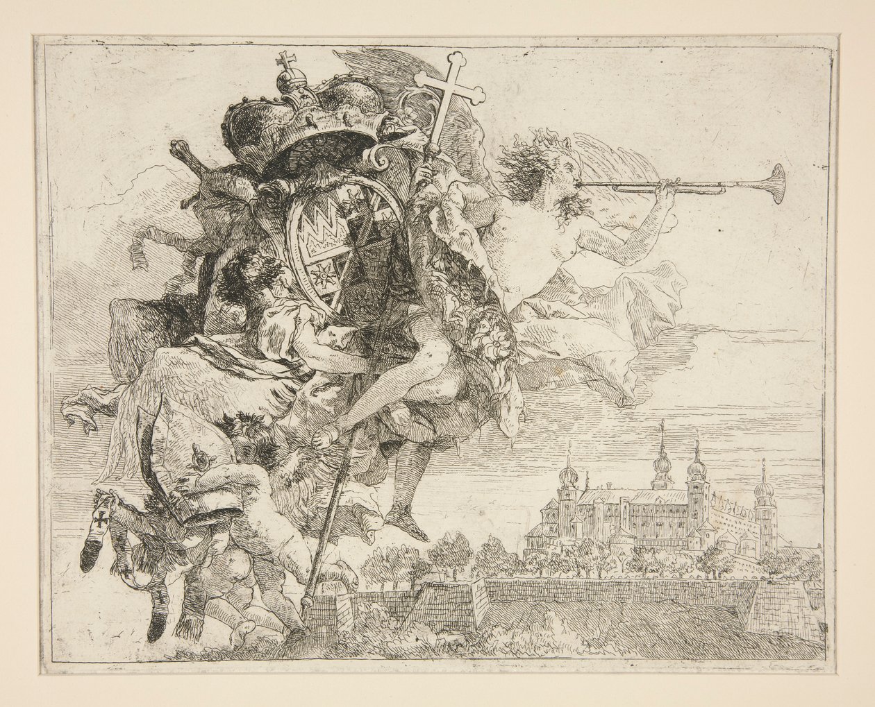 The Arms of Carl Philipp von Greiffenklau, fra serien Picturesque Ideas over the Flight into Egypt (Flight into Egypt) af Giovanni Domenico Tiepolo