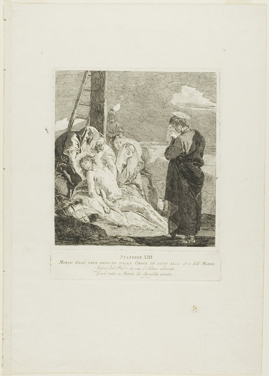 Nedlæggelsen, planche 13 fra Korsvejen af Giovanni Domenico Tiepolo
