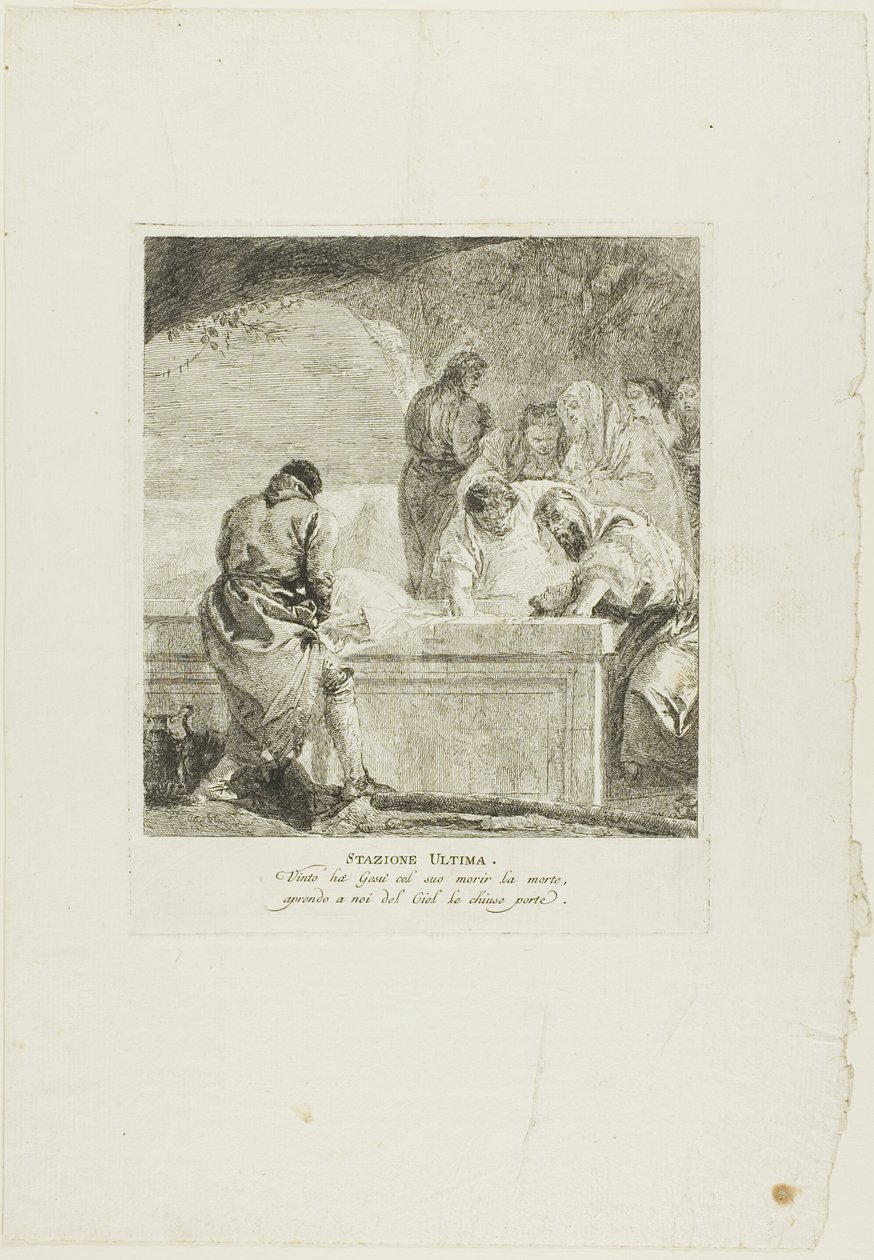 Gravlæggelsen, planche fjorten fra Korsvejen af Giovanni Domenico Tiepolo