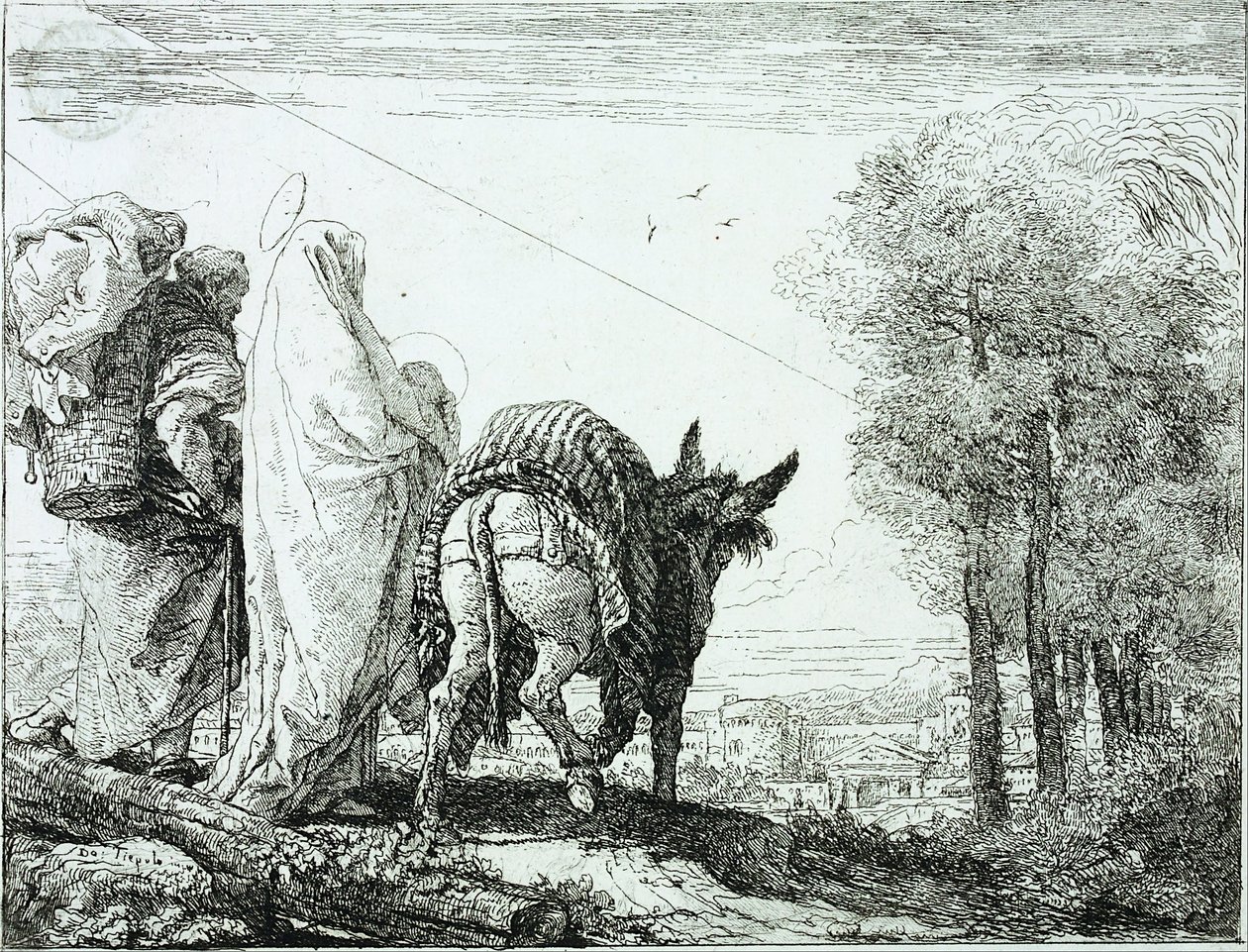 Flugten til Egypten af Giovanni Domenico Tiepolo