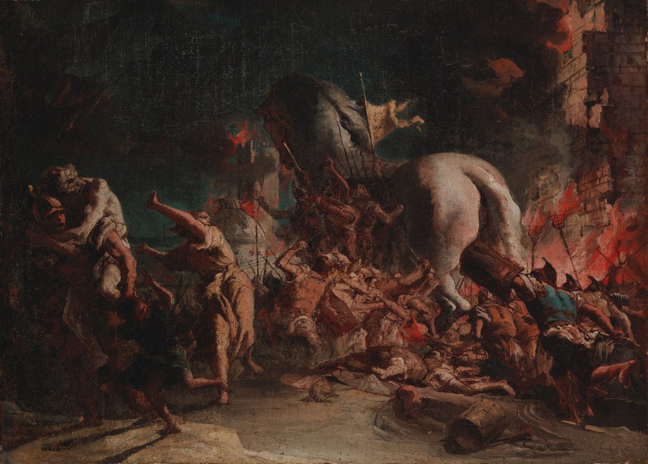 Grækerne plyndrer Troja af Giovanni Domenico Tiepolo