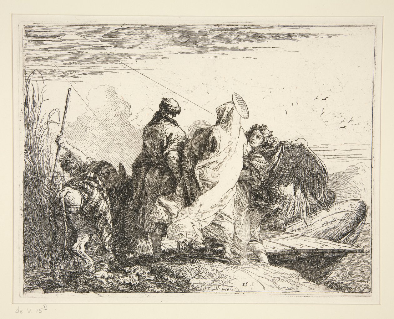 Den hellige familie ved en flod, fra serien Idee pittoresche sulla fuga in Egitto (Flight into Egypt) af Giovanni Domenico Tiepolo