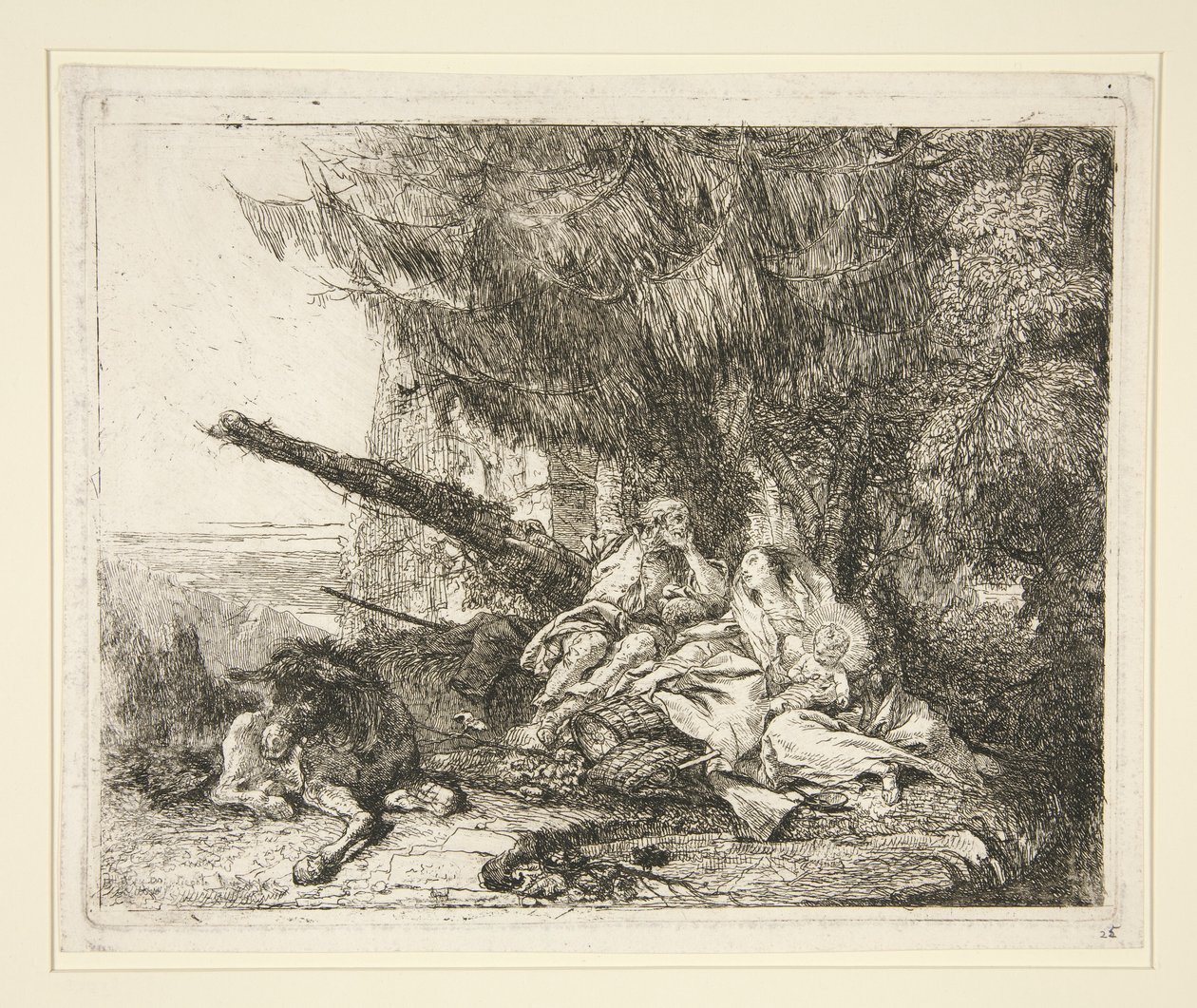 The Rest on the Flight into Egypt, fra serien Idee pittoresche sopra la fuga in Egitto (Flight into Egypt) af Giovanni Domenico Tiepolo