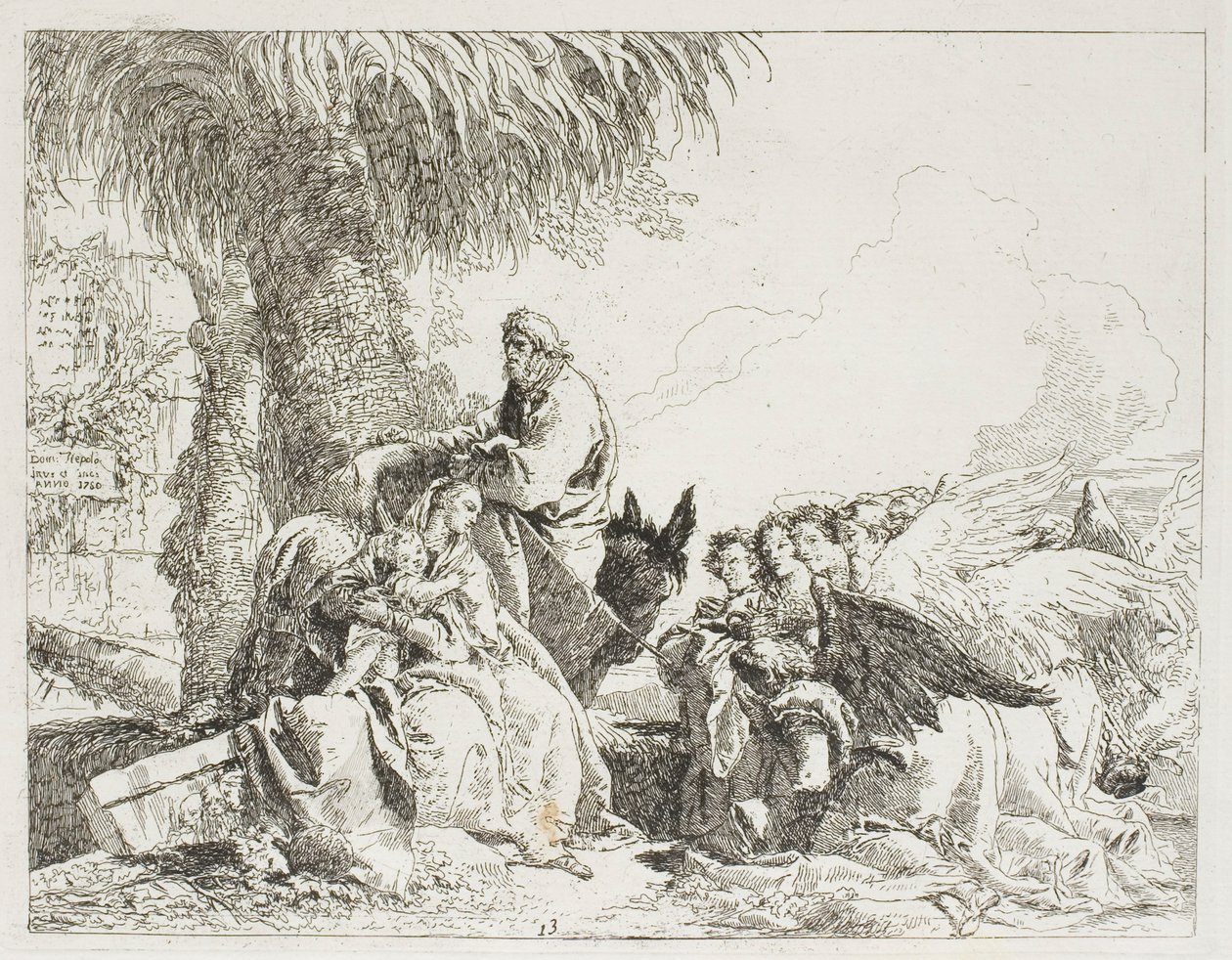 The Rest on the Flight, plade tretten fra Flugten til Egypten af Giovanni Domenico Tiepolo