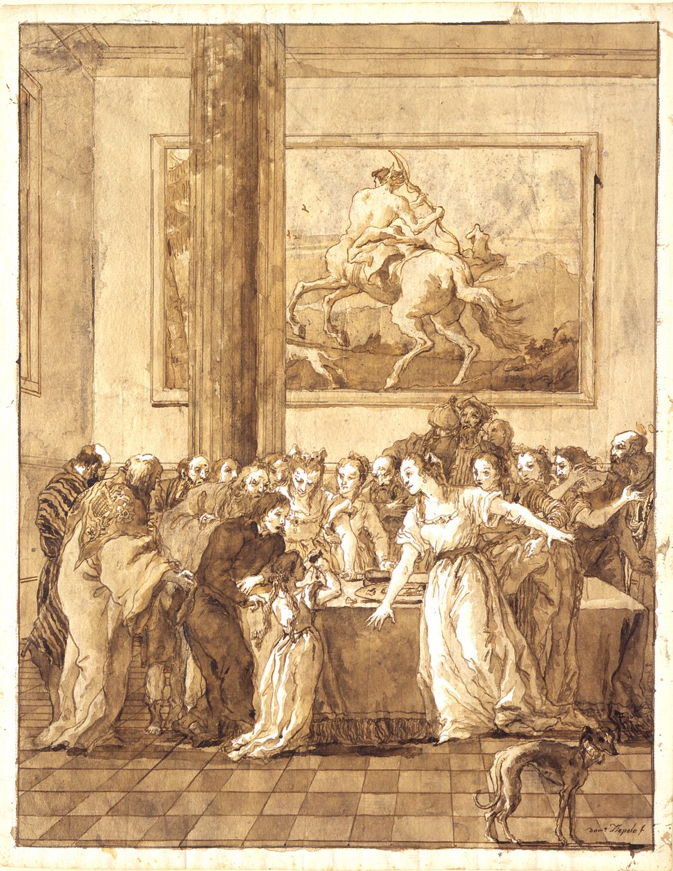Den unge jomfru modtager skarlagen og den rene purpur af Giovanni Domenico Tiepolo