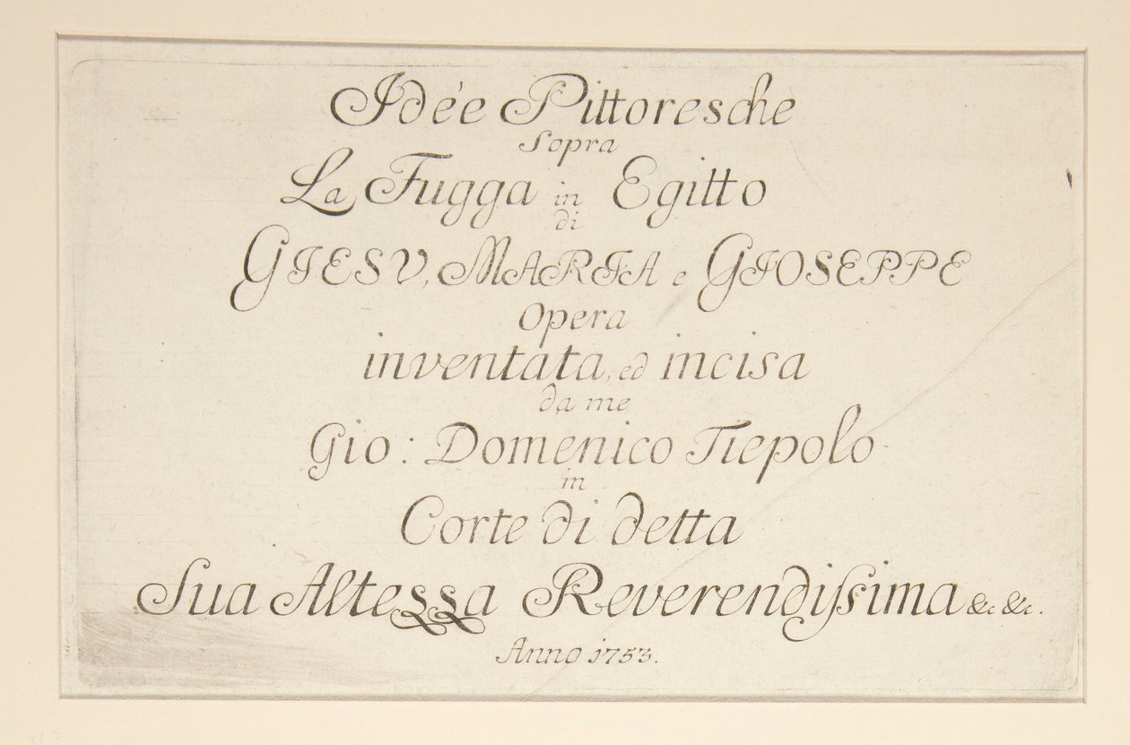 Titelside, fra serien Picturesque Ideas over the Flight into Egypt af Giovanni Domenico Tiepolo