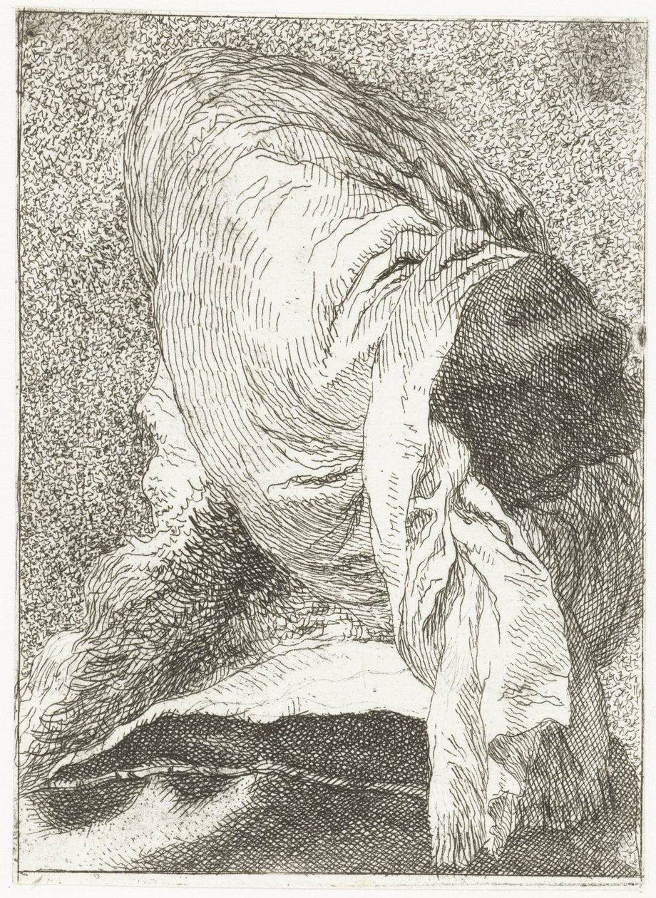 Tyrkisk mand med hovedet vendt væk iført turban Samling af hoveder (serietitel) Raccolta di Teste (serietitel) af Giovanni Domenico Tiepolo
