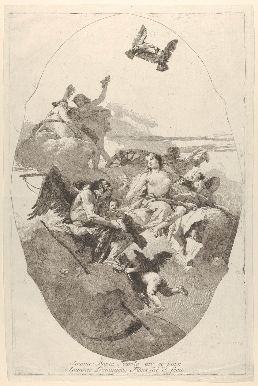 Venus overlader Amor til tiden, 1758-80. af Giovanni Domenico Tiepolo