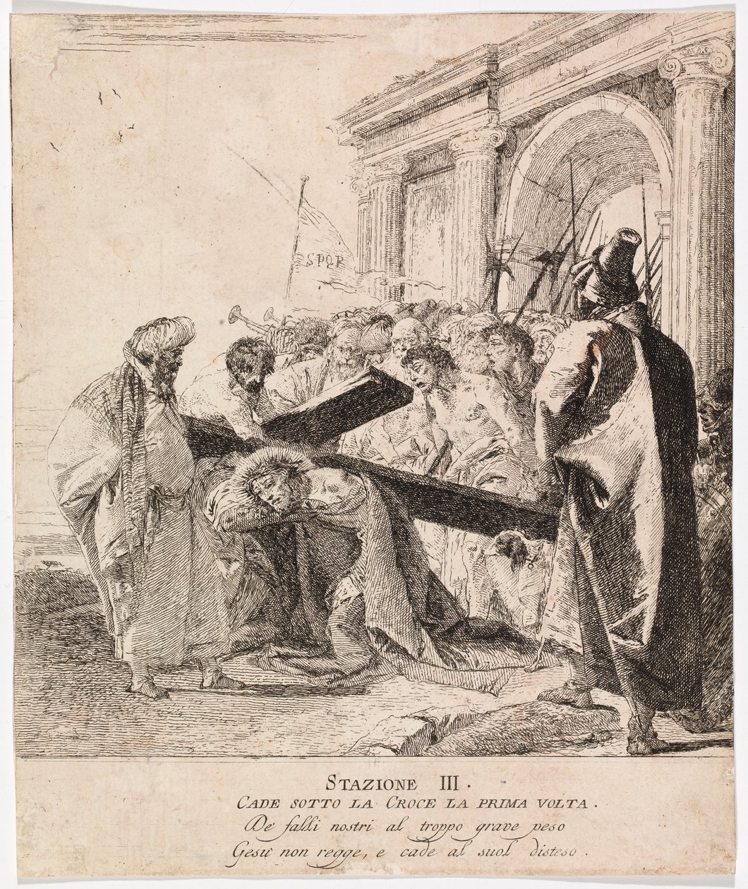 Via crucis - Station III. Jesus falder for første gang af Giovanni Domenico Tiepolo