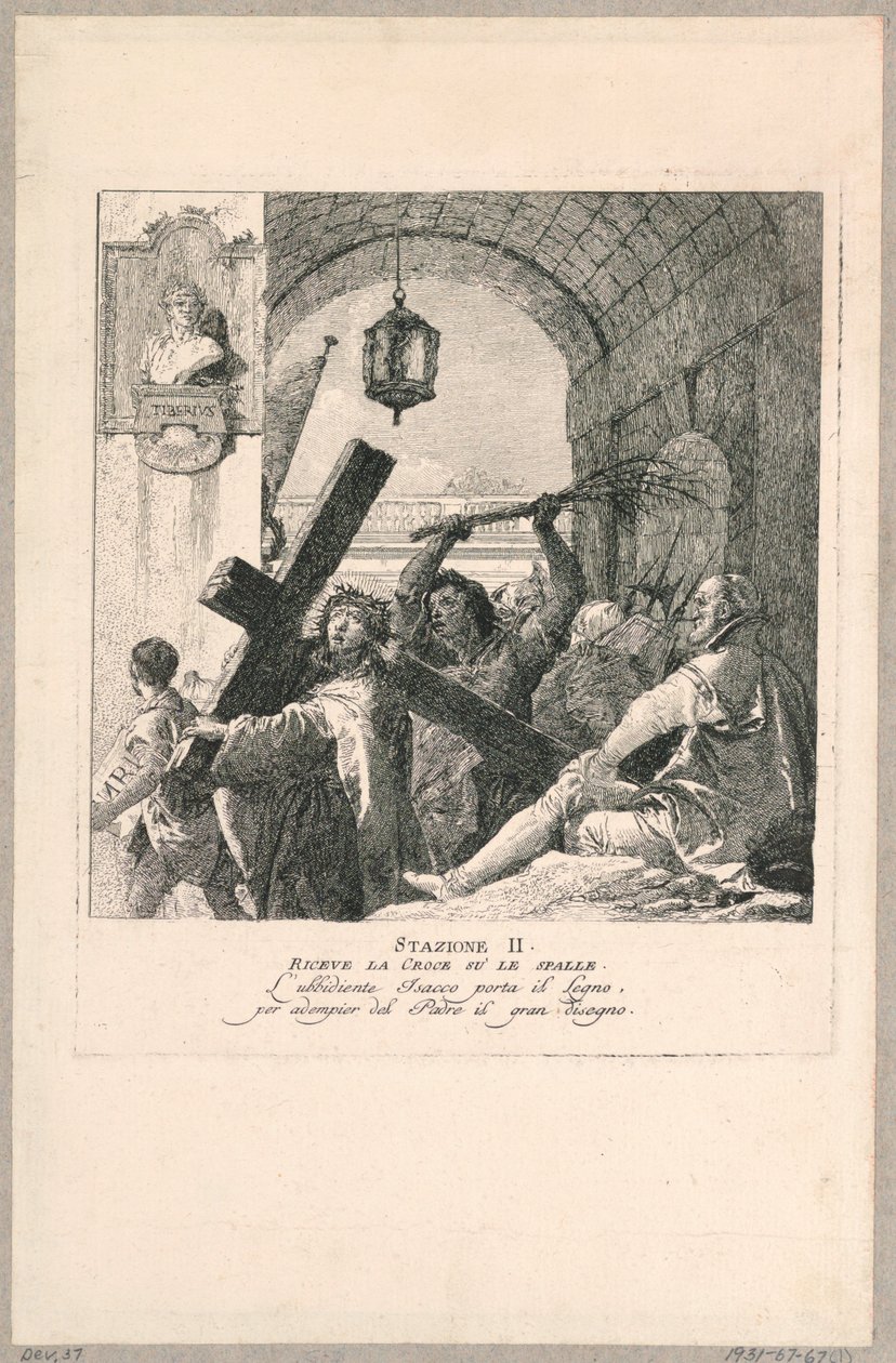 Via crucis - Station II tager han korset på sine skuldre af Giovanni Domenico Tiepolo