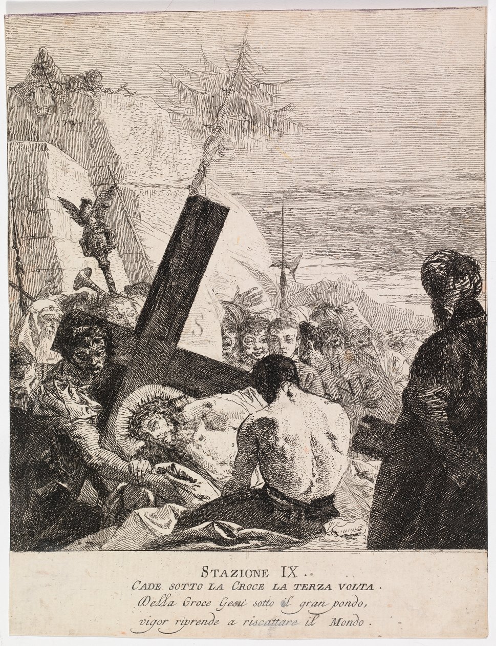 Via crucis - Station IX. Jesus falder for tredje gang af Giovanni Domenico Tiepolo