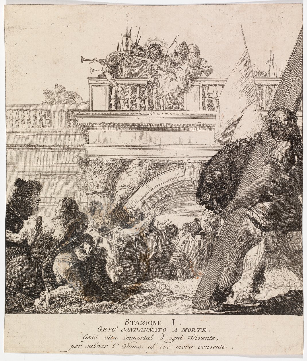 Via crucis - Station I. Jesus dømmes til døden af Giovanni Domenico Tiepolo