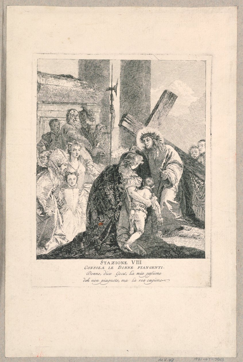 Via crucis - Station VIII, han trøster de grædende kvinder af Giovanni Domenico Tiepolo