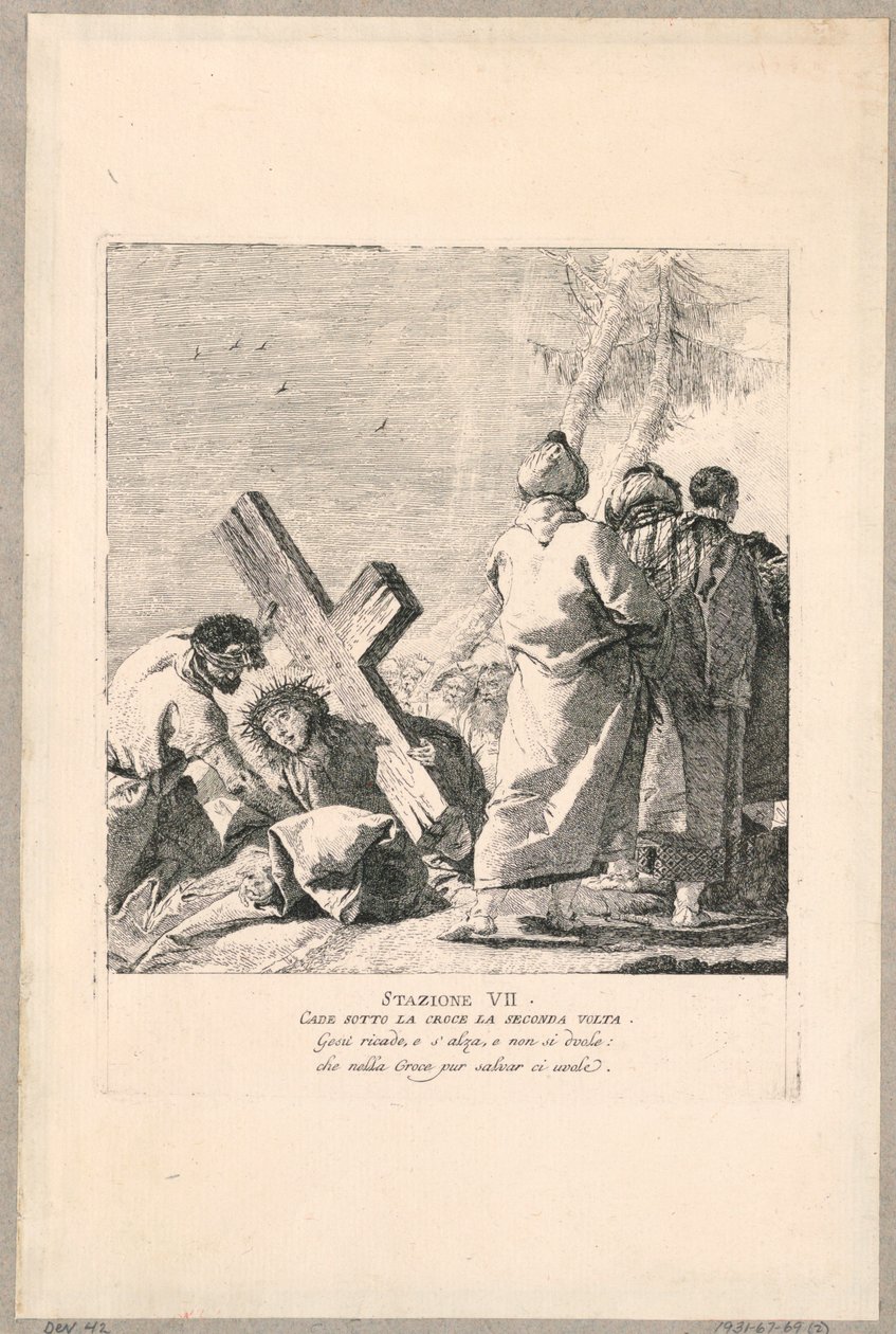 Via crucis - Station VII, han falder under korset anden gang af Giovanni Domenico Tiepolo
