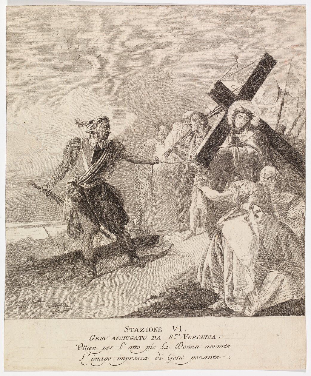Via crucis - Station VI. Veronika tørrer Jesu ansigt af af Giovanni Domenico Tiepolo