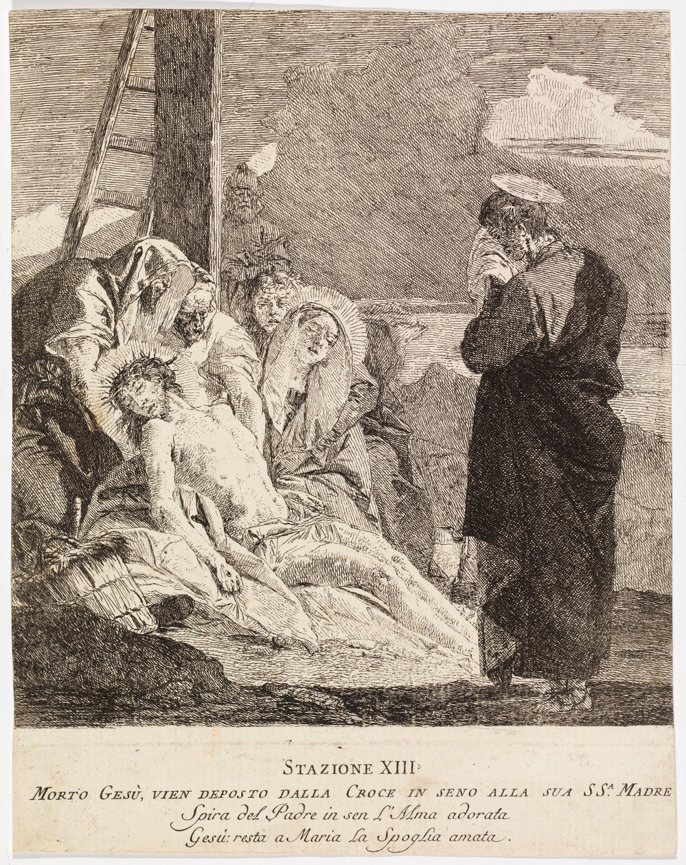 Via crucis - Station XIII. Jesus bliver taget ned fra korset af Giovanni Domenico Tiepolo