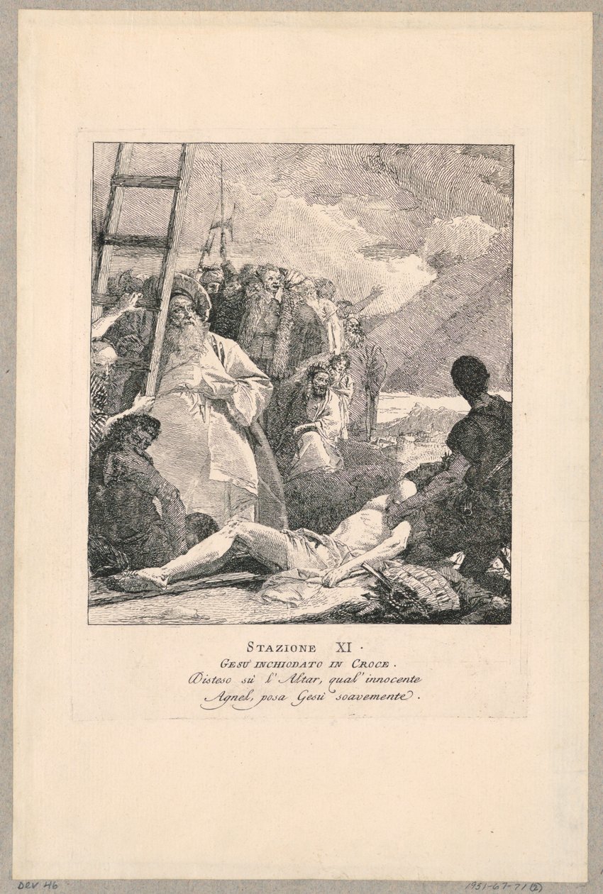 Via crucis - Station XI, Jesus Nailed to the Cross af Giovanni Domenico Tiepolo