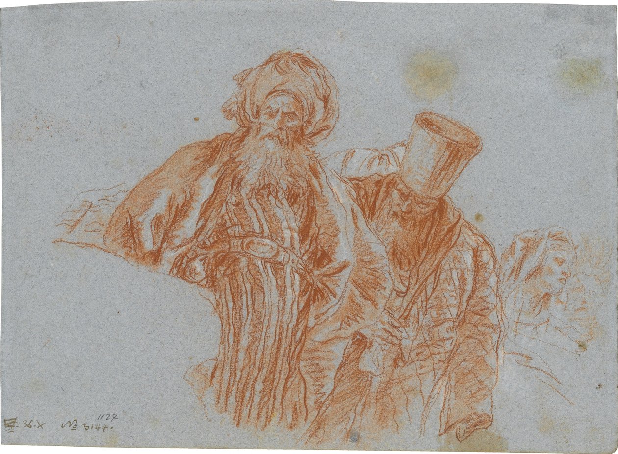 To orientalske købmænd; verso: Venstre hånd, der holder et krucifiks af Giovanni Domenico Tiepolo