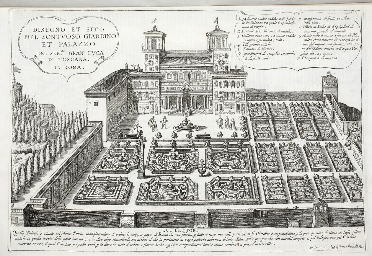 Udsigt over storhertugen af Toscanas haver og palads, Rom af Giovanni Domenico de