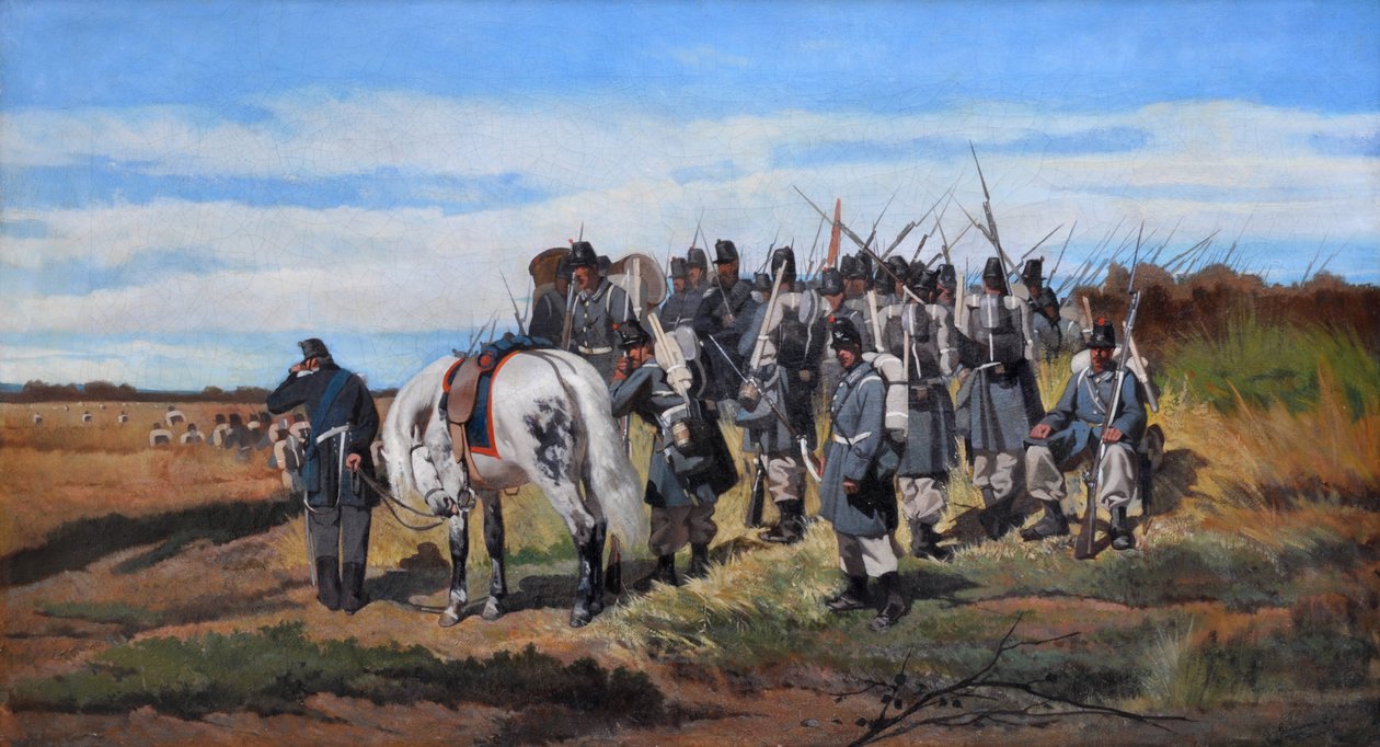 En militær rekognoscering, spejder, ca. 1861 (olie på lærred) af Giovanni Fattori