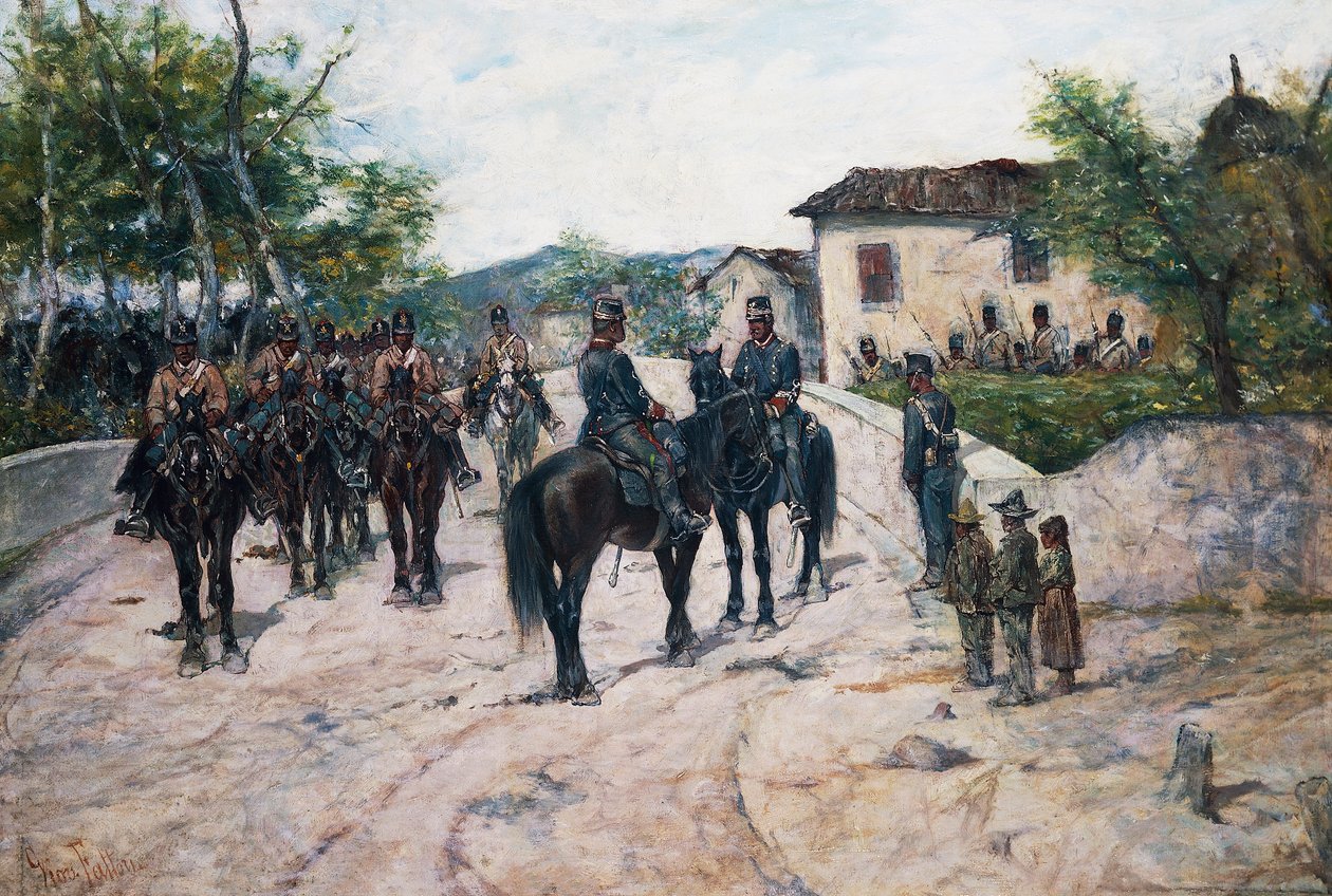 Kavaleristop, ca 1890, af Giovanni Fattori, olie på lærred, 55x80 cm af Giovanni Fattori