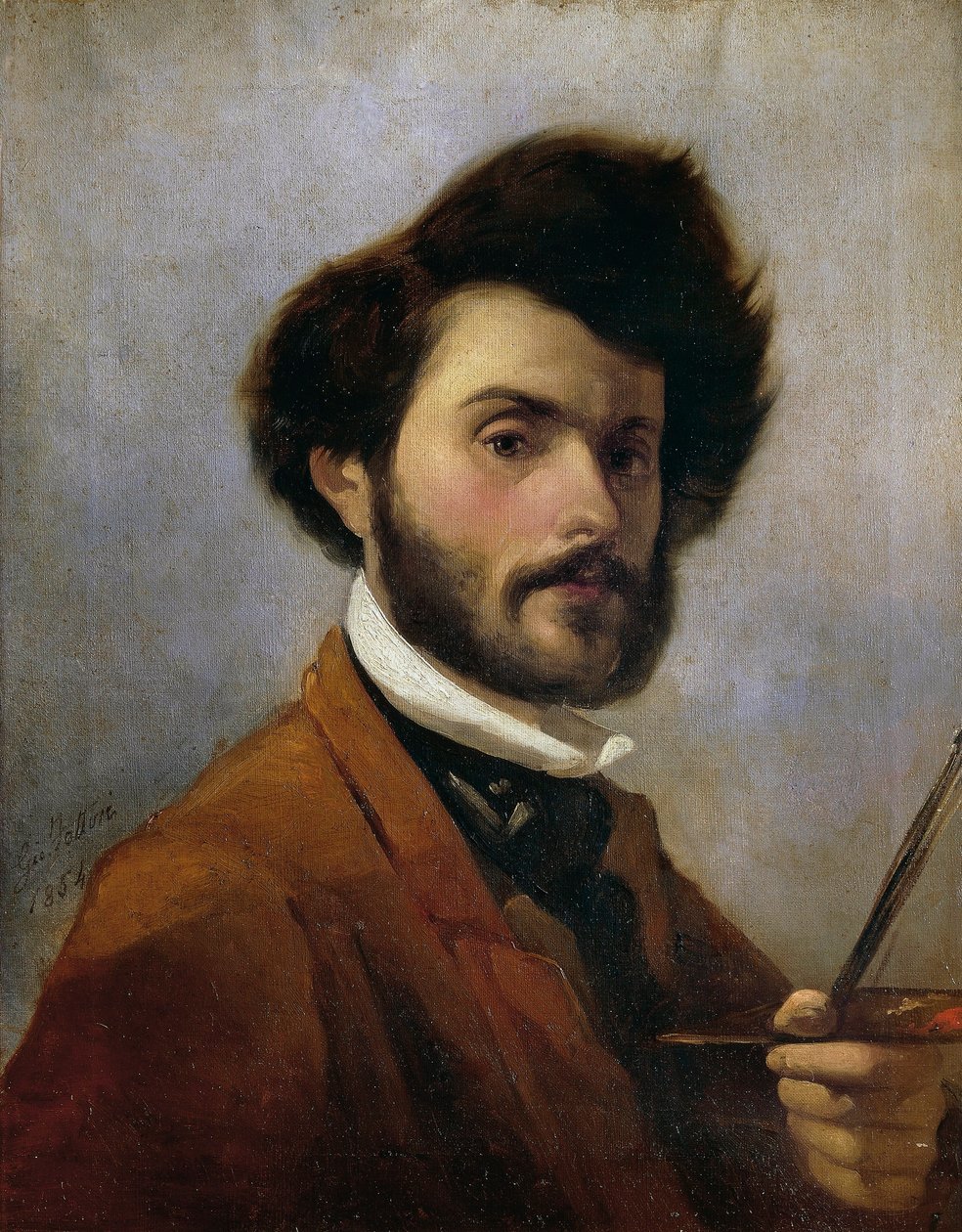 Italien, Firenze, Selvportræt i en alder af 29 år af Giovanni Fattori