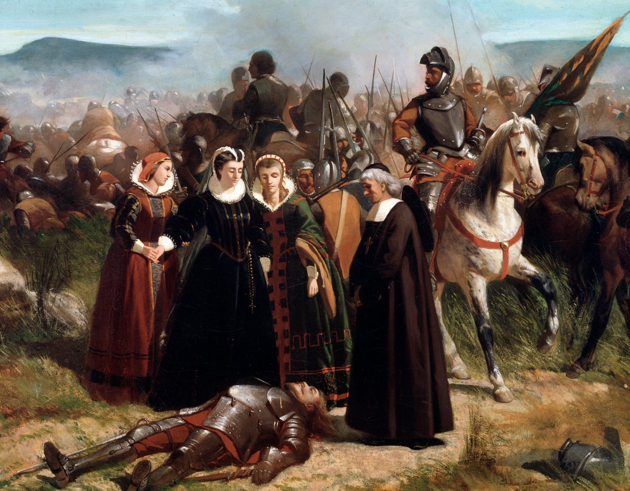 Mary Queen of Scots, i slaget ved Langside, kæmpede den 13. maj 1568. detalje - Maleri af Giovanni Fattori