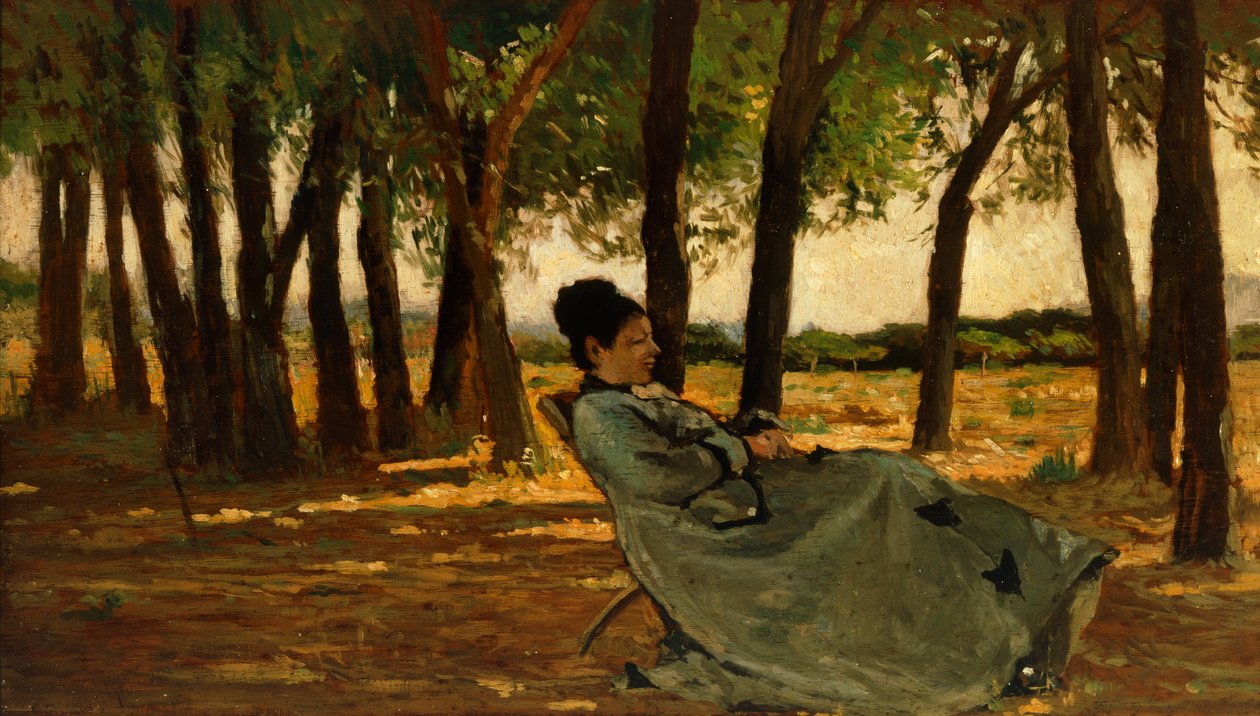 Mrs Martelli på Castiglioncello, af Giovanni Fattori (1825-1908), olie på lærred, 20x35 cm. af Giovanni Fattori