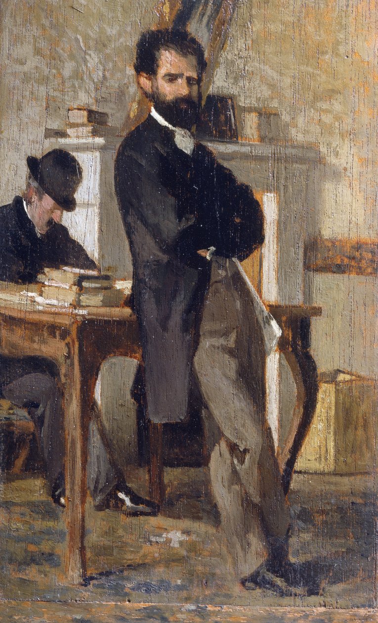 Portræt af advokat Bongiovanni, af Giovanni Fattori (1825-1908), olie på lærred, 24x14,4 cm af Giovanni Fattori