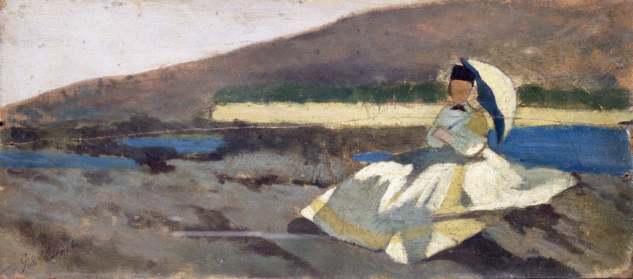 Siddende dame i Landskab af Giovanni Fattori