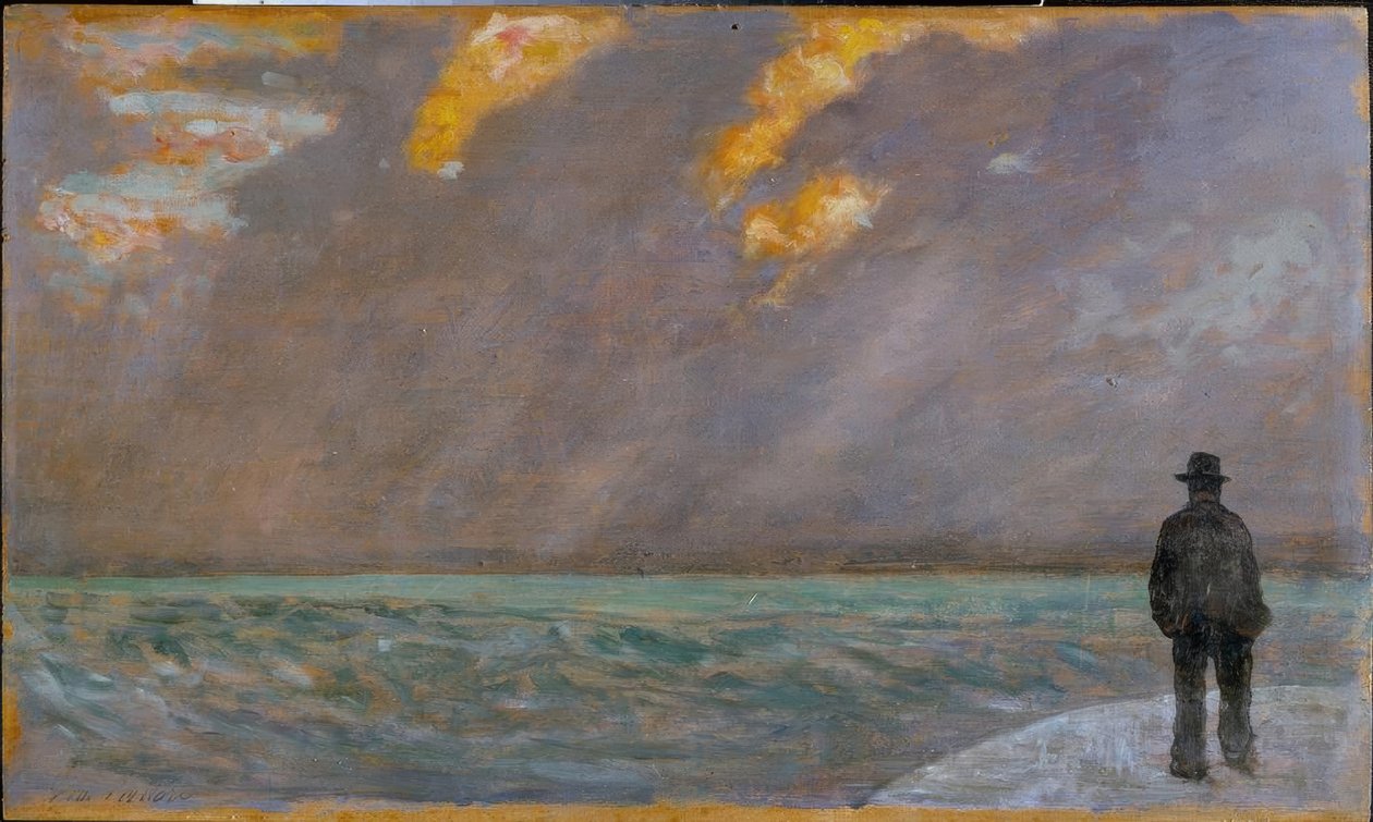 Solnedgang over havet af Giovanni Fattori