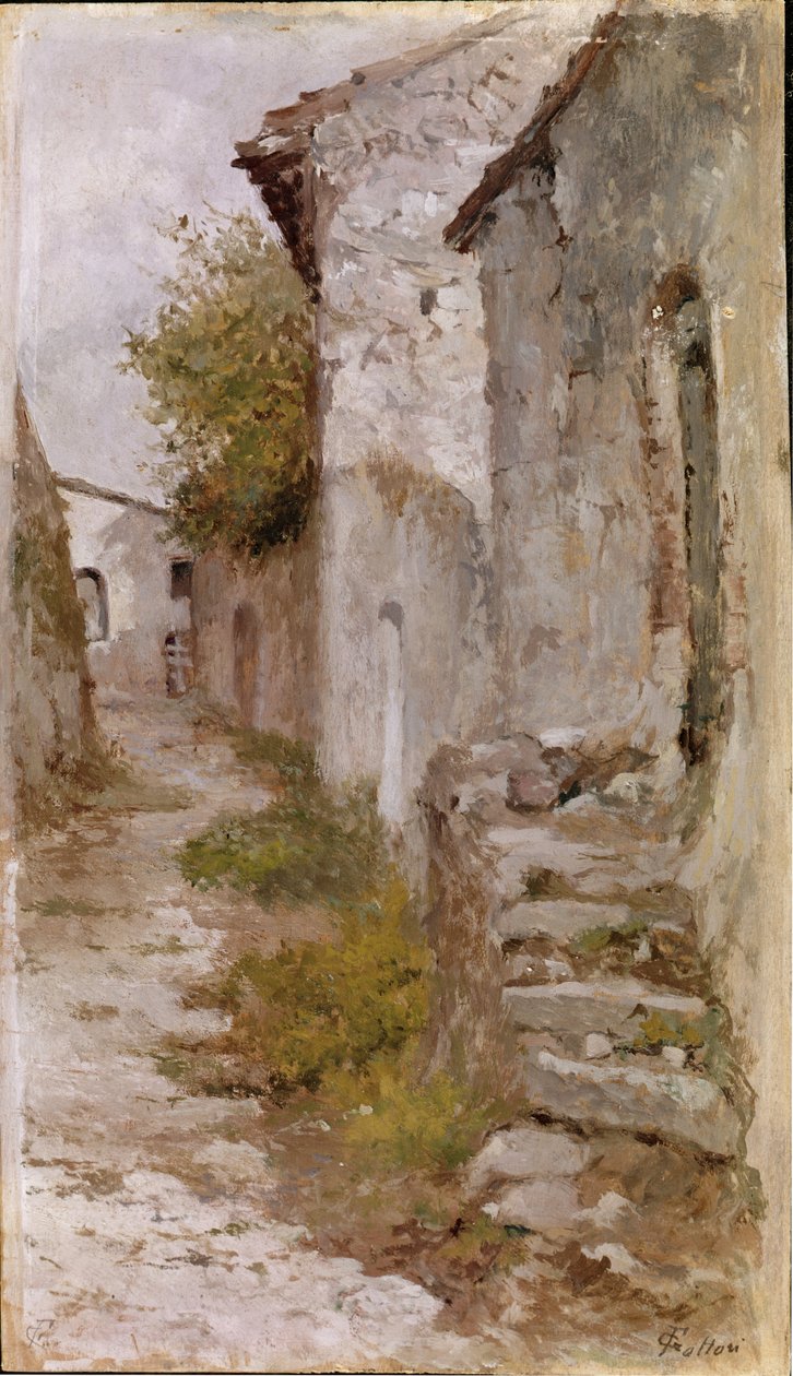 Landsbyvej (olie på lærred af Giovanni Fattori