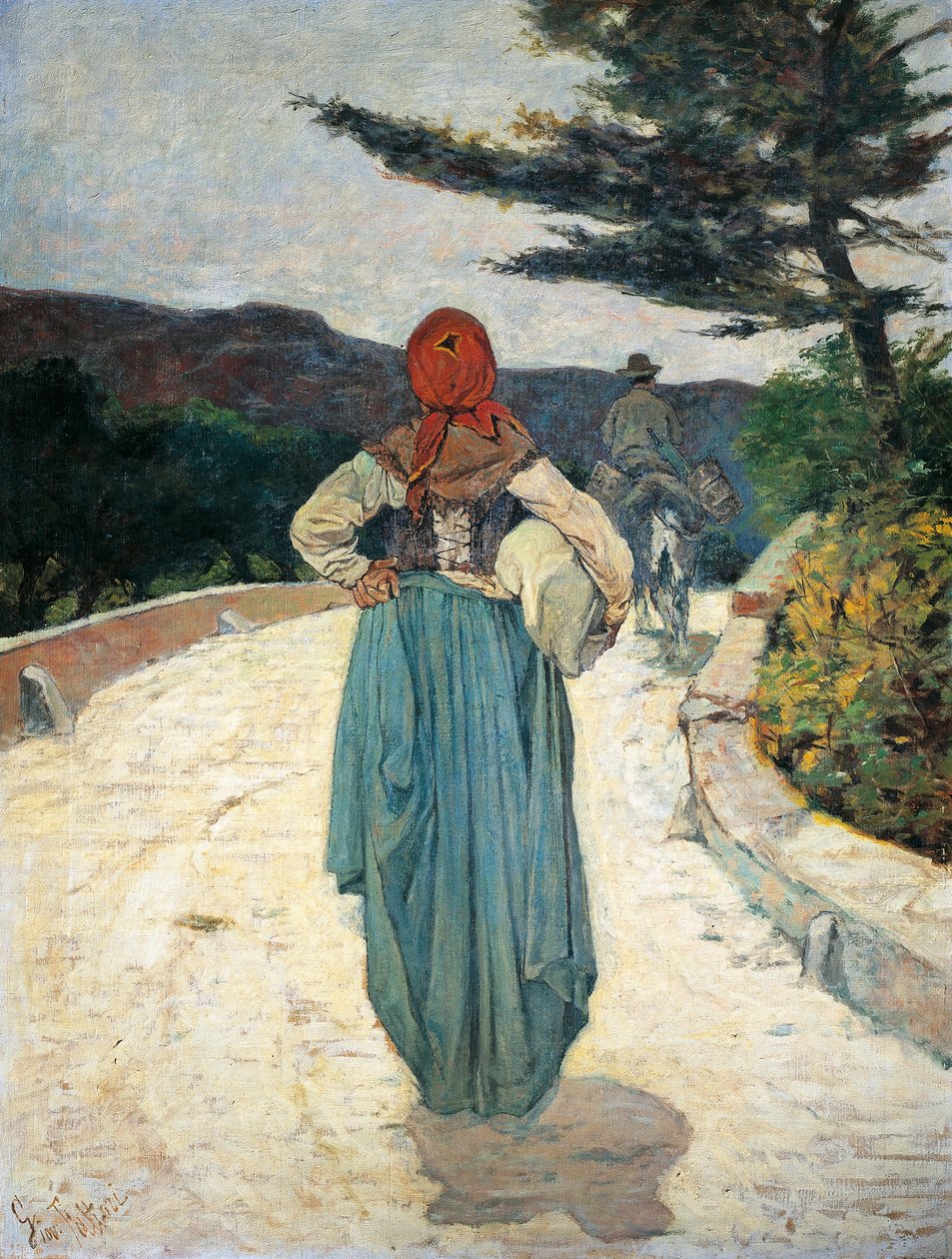 White road, af Giovanni Fattori (1825-1908), olie på lærred, 96,5x73 cm af Giovanni Fattori