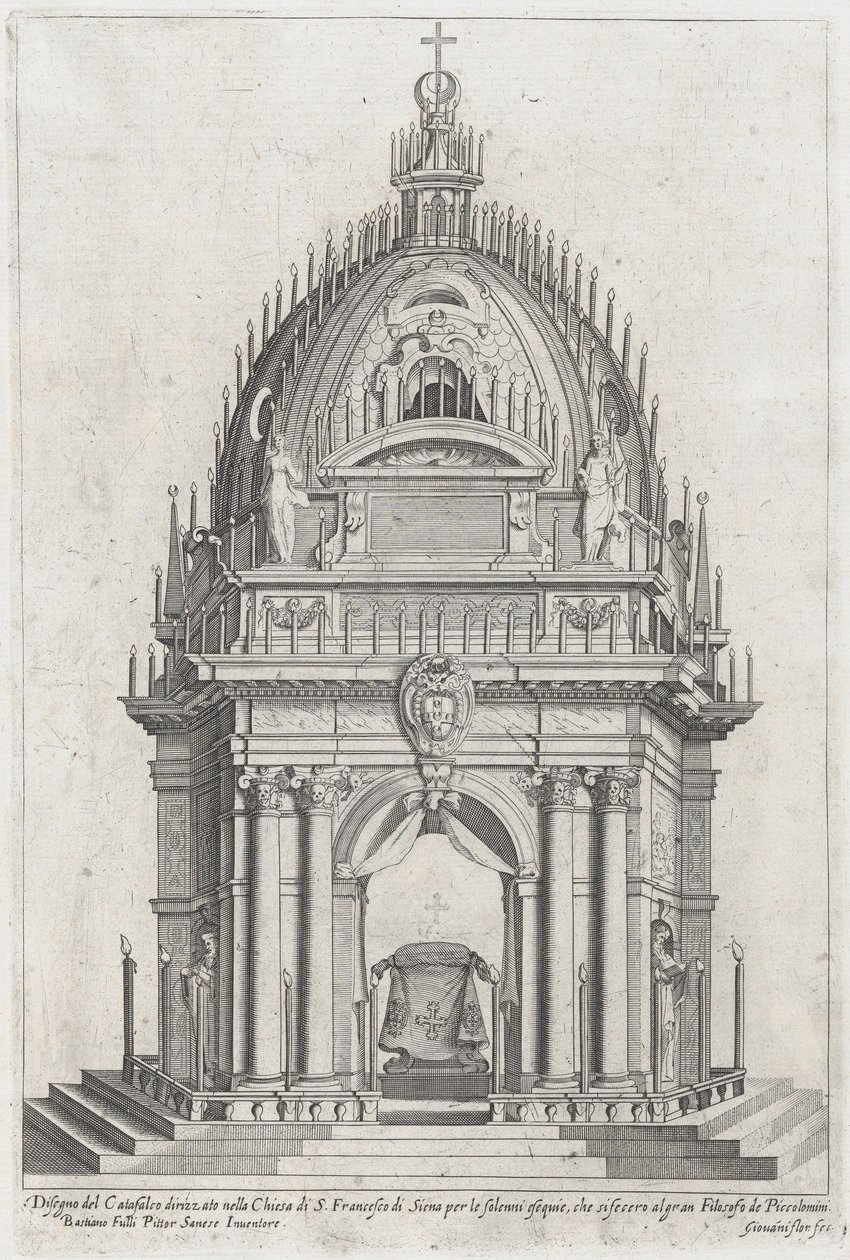Design af katafalken for Francesco Piccolomini, 1607. af Giovanni Florimi